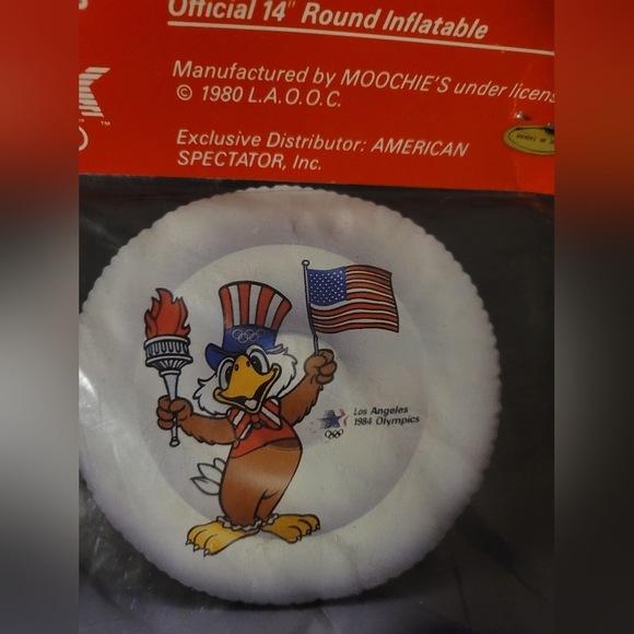 Official 14" Round Inflatable Seat Cushion from Los Angeles 1984 Olympics - Picture 2 of 3